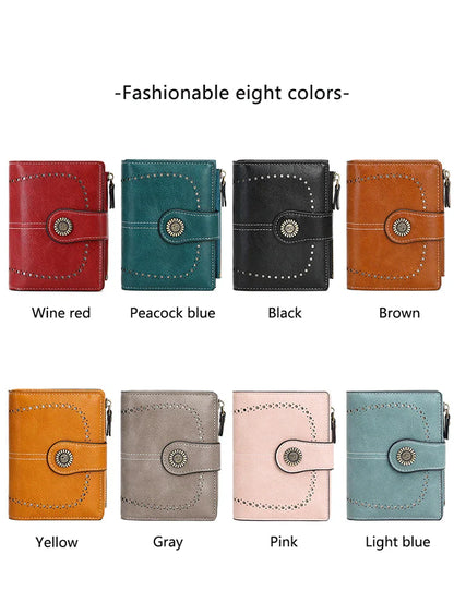 Fashionable Women’s Retro Short Wallet – PU Leather Multifunctional Handbag with Large Capacity, Multi-Card Slot & Coin Pocket