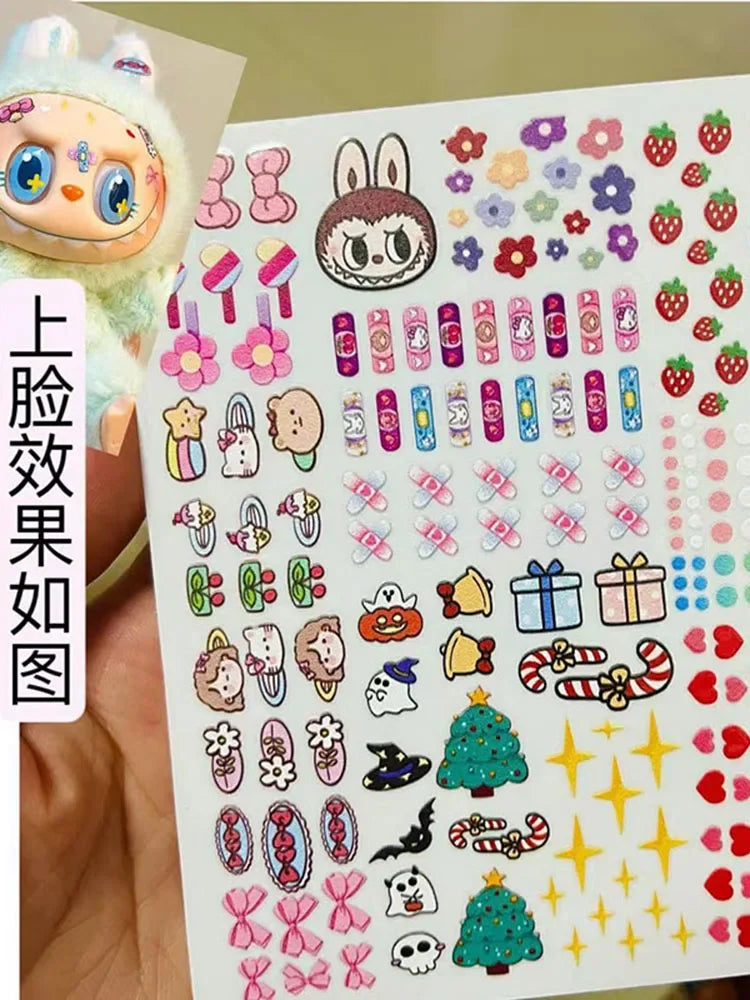 17cm Labubu V1/V2 Custom Eye Stickers Eyelash Vinyl Doll Makeup DIY Tools Accessories