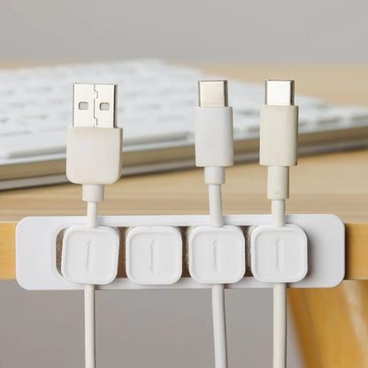 Silicone Magnetic Cable Organizer - Self-Adhesive DIY USB Holder for Flexible Desktop Cable Management
