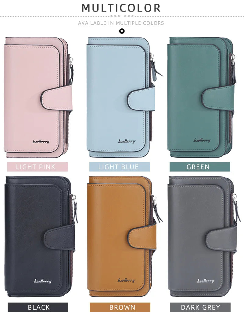 2024 Women’s Long Wallet – Custom Name Engraving, 15 Card Holders & Zippered Classic Purse