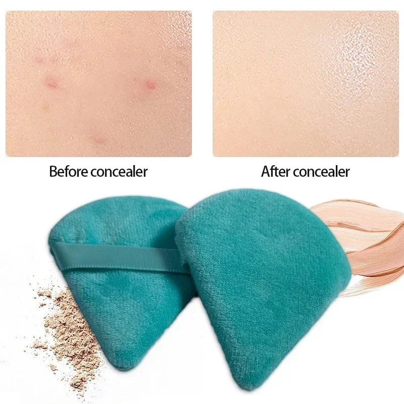 2PCS Velvet Triangle Makeup Puffs – Soft Washable Cosmetic Sponges for Wet & Dry Use with Foundation, Powder, Blush & Shadow