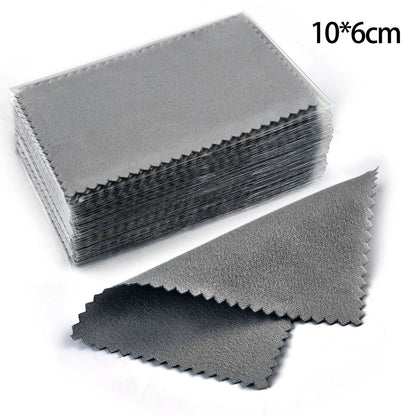 50pcs Silver Polishing Cloths – Soft Cleaning Wipes for Necklaces, Rings & Jewelry Care (10x6.5cm & 8x8cm)