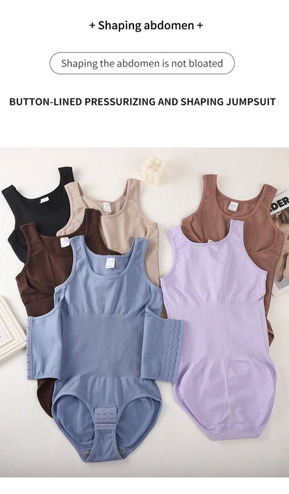 Bodysuit Shapewear – Double Breasted Tummy Control Body Shaper, Postpartum Slimming Waist Trainer & Comfort Corset for Flat Belly
