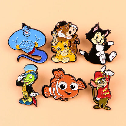 Cartoon Movie Enamel Lapel Pins — Lion, Cat & Duck Brooches for Backpacks, Clothes, DIY Metal Badge Jewelry Accessories