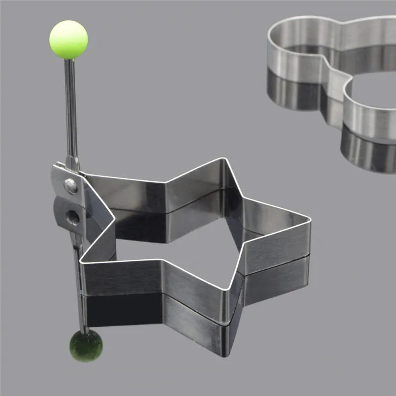 5pcs Stainless Steel Egg Mold Rings - Round, Heart, Flower, Star, and Mickey Mouse Shapes - Kitchen Utensil for Fun Breakfasts