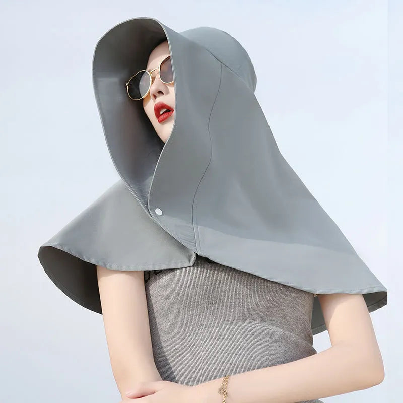 2024 New Women's Large Brim Sun Hat - Bucket Cap with Neck Flap for Full Anti-UV Protection - Washable Beach Panama Hat