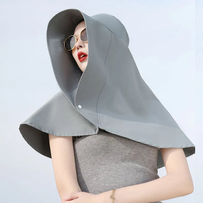 2024 New Women's Large Brim Sun Hat - Bucket Cap with Neck Flap for Full Anti-UV Protection - Washable Beach Panama Hat