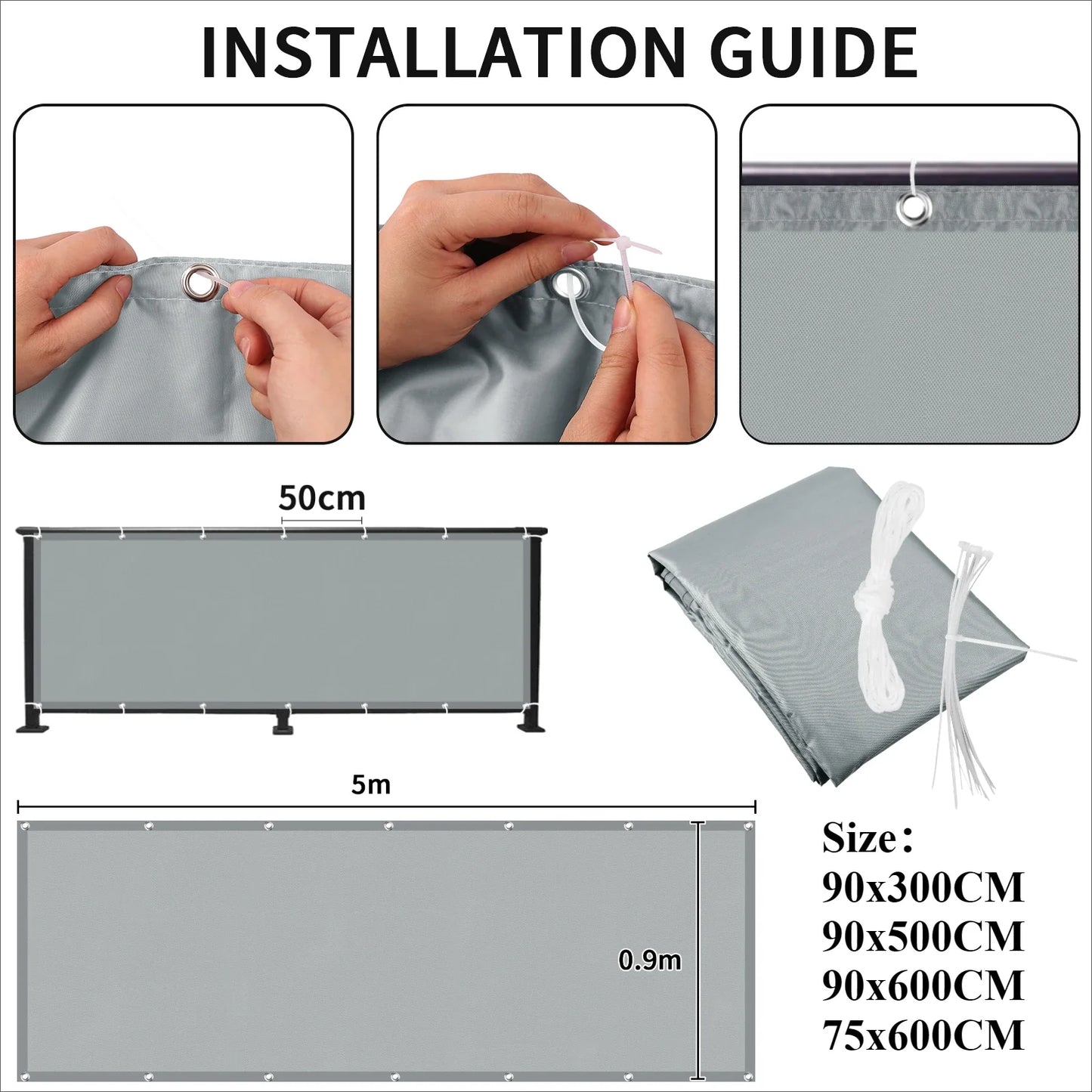 Balcony Privacy Screen – Waterproof UV Protection Shade Cloth for Patio, Garden & Pool