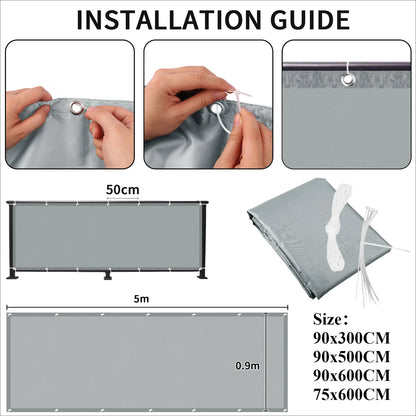 Balcony Privacy Screen – Waterproof UV Protection Shade Cloth for Patio, Garden & Pool