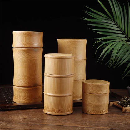 Natural Bamboo Food Storage Box – Eco-Friendly Tea, Nut, & Spice Canister Organizer for Kitchen