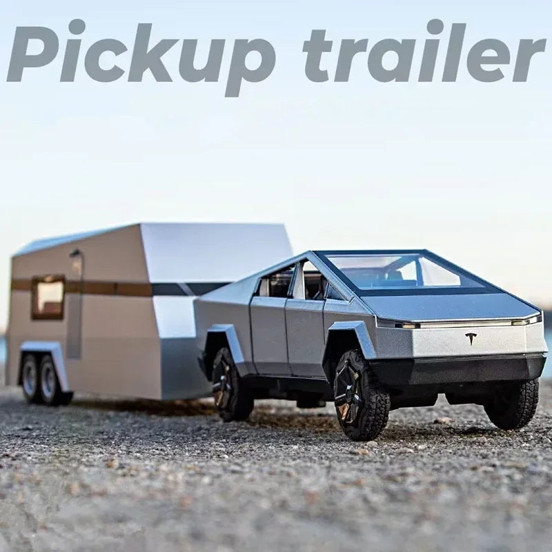 1:32 Tesla Cybertruck Diecast Alloy Model Car with Sound & Light – Off-Road Truck Toy Gift for Kids with Carrying Suitcase