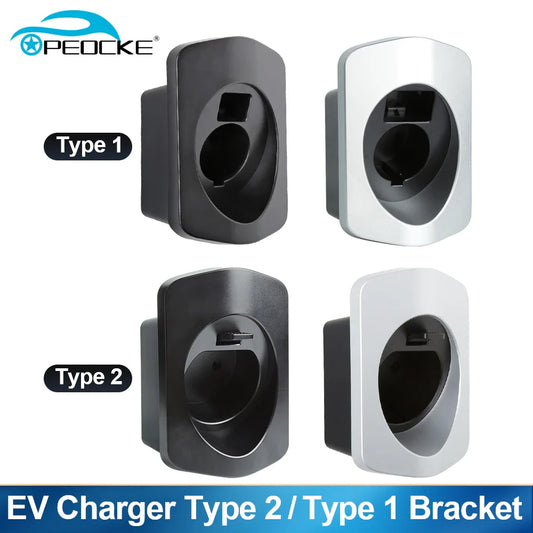 Peocke EV Charger Holder – Type 2/Type 1 Connector Socket Plug Wallbox Charging Cable Bracket for Extra Protection