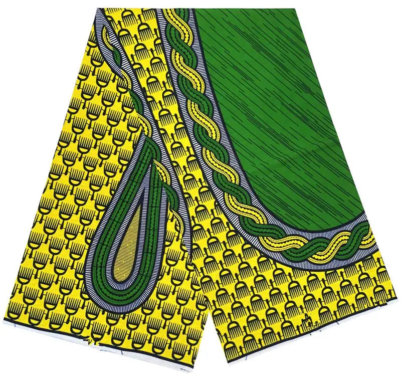 Cotton Batik Ankara Fabric - 100% African Wax Print Bronzing Golden Fabric 6 Yards for Dresses & Crafts