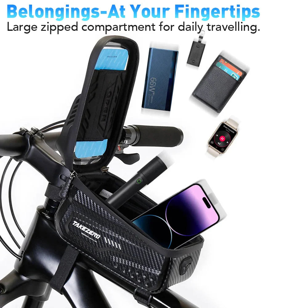 NEWBOLER Bicycle Bag – Waterproof Cycling Top Tube Frame Bag with 6.5-Inch Phone Case, Touch Screen Storage for MTB and Road Bikes