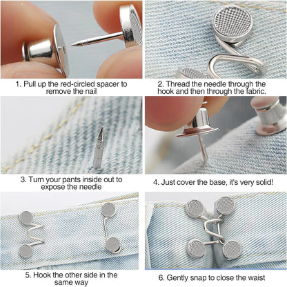 Jeans Button Waist Tightener - Adjustable Pants Button Pins for a Smaller Waist