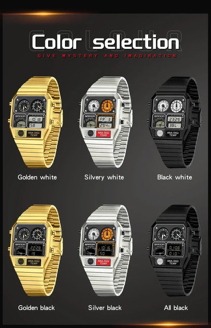 SANDA 3192 Men's LED Square Watch with Thermometer, Stopwatch & Chronograph – Multi-function Casual Timepiece for Youth   2/2