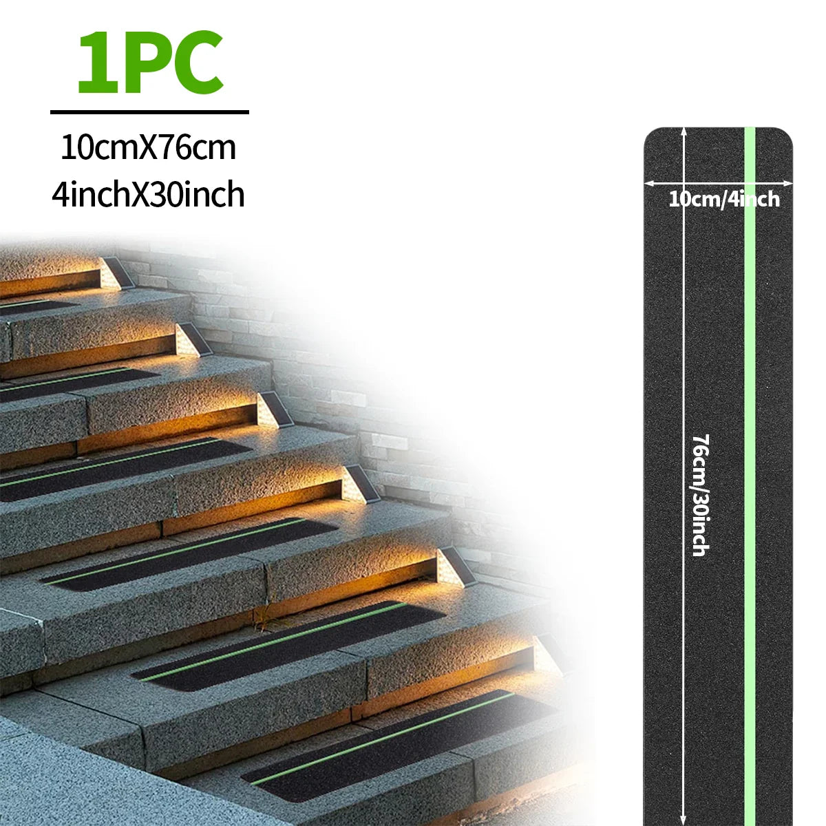 Glow in the Dark Anti-Slip Grip Tape Green Non-Skid Abrasive Adhesive Traction Tape for Stair Safety Treads & Steps
