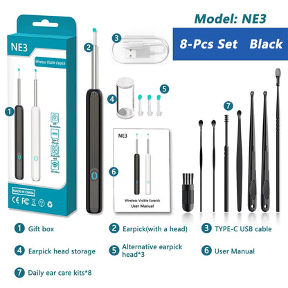 Wireless Ear Cleaner with Camera – USB-C Rechargeable Otoscope Earpick, Wax Removal Endoscope Tool with Mini Camera