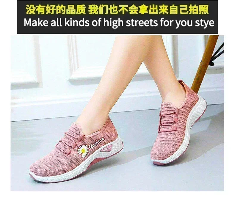 Women's Fashion Sports Shoes – Breathable Mesh, Soft Thick Sole, Lightweight Casual Trendy Coconut Sneakers