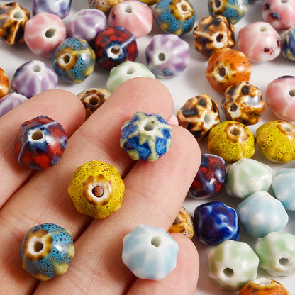 10/20/30PCS Colorful Ceramic Animal Beads – 2mm Hole Clownfish, Turtle, Star & Conch Shell for DIY Jewelry, Bracelets & Crafts