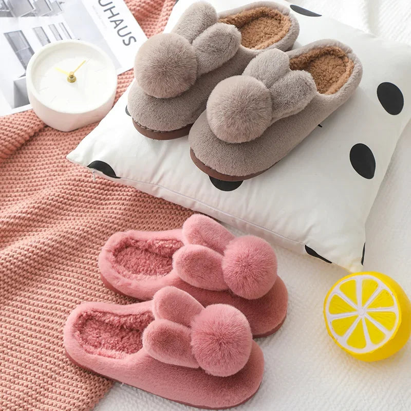 Winter Cotton Slippers for Women & Moms – Plush Cartoon Indoor House Shoes, Soft & Cozy Home Wear for Cold Weather