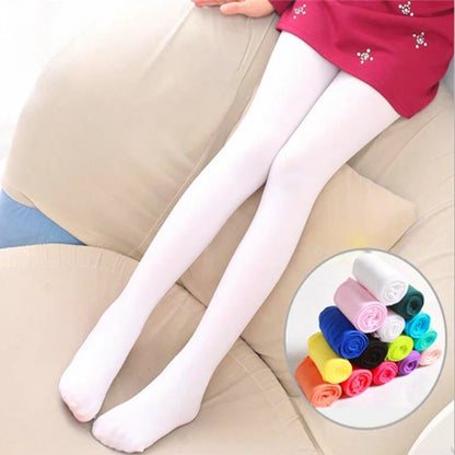 Girls’ Summer & Spring Candy Color Pantyhose – Ballet Dance Tights, Velvet Solid White Stockings for Kids