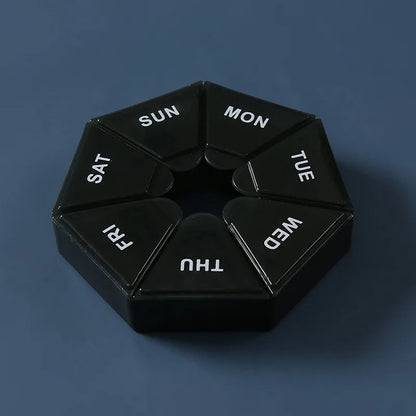 7 Day Weekly Pillbox – Tablet Holder & Medicine Organizer with Color-Coded Compartments