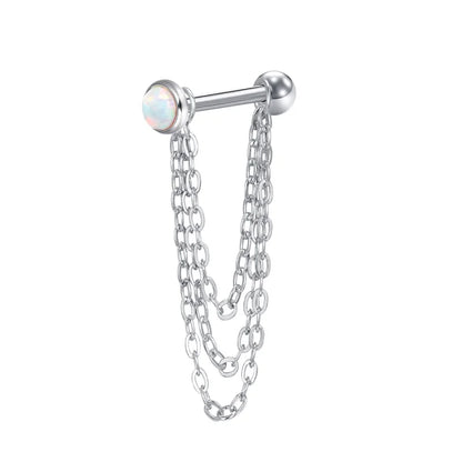 16G Stainless Steel Helix Cartilage Tragus Barbell Earrings – Chain Tassel Ball Stud Piercing Jewelry for Men & Women