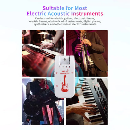 2.4G Wireless Guitar System – Transmitter & Receiver Set for Electric Guitar & Bass, 48K/16bit Real-Time Transmission