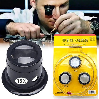 4Pcs Watch Magnifier Set - Eye Loupe and Loop Magnifying Glass Tools for Jewelry and Watchmaking