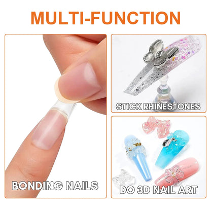 8g Multifunctional Solid Nail Tips Gel – Non-Stick Rhinestone Gel Glue for DIY Home Manicure