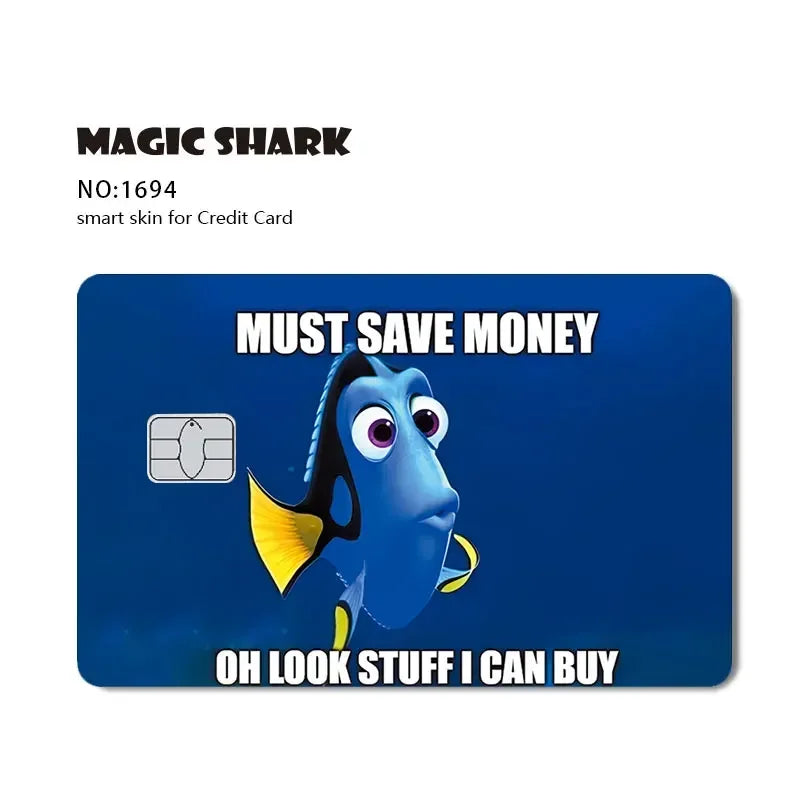 Conch Money Bow Anime Card Sticker - Spend or Save Meme Credit Debit Card Skin