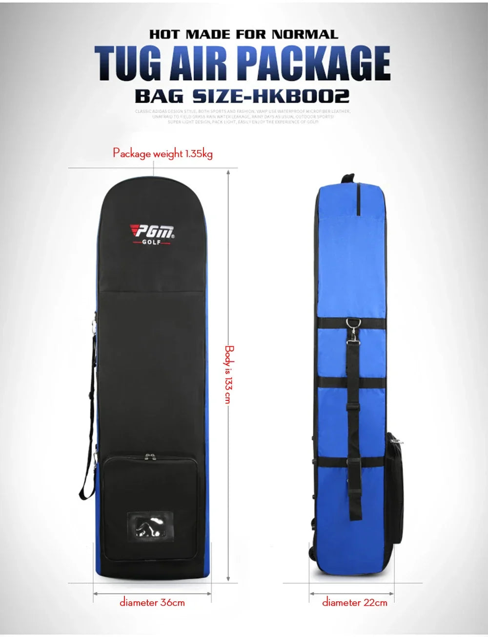 PGM Golf Aviation Bag – Large Capacity Foldable Golf Bag with Silent Wheels for Airplane Travel, HKB002