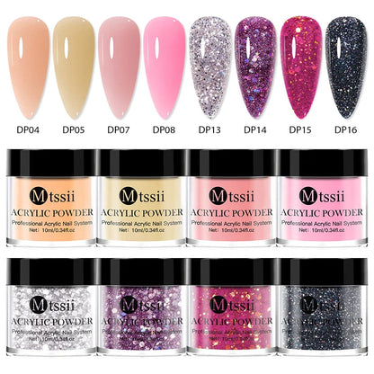 Nail Crystal Powder Kit – Acrylic Liquid Set with Pink & White Powder, Nail Brush for Extension & Carving, Beginner Set