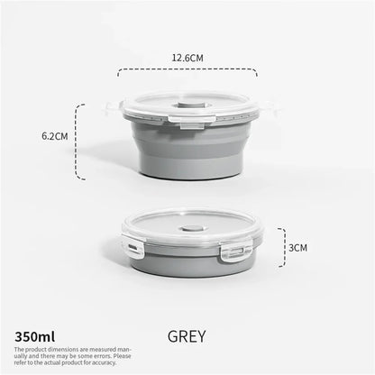 Collapsible Silicone Food Storage Container - Portable Lunch Box with Lid for Microwave & Freezer Use