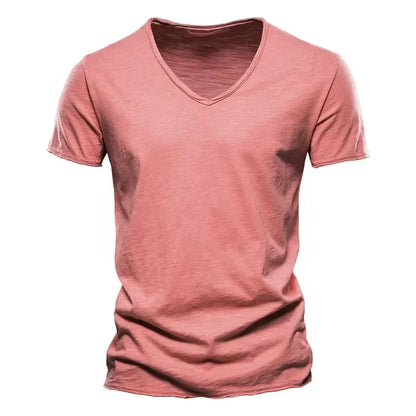 100% Cotton Men’s V-Neck T-Shirt – Lightweight Short Sleeve Fitness Tee, Breathable Fashion Top for Men (Sizes S–5XL)