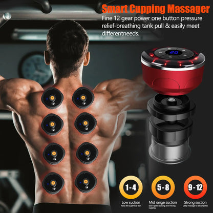 8 Cup Electric Cupping Massager – Gua Sha Vacuum Suction Cups with EMS, Anti-Cellulite Magnet Therapy & Fat Burner Body Massager