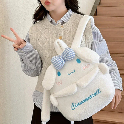 Kuromi & Cinnamoroll Plush Backpack — Cute Cartoon Soft Daypack for School, Travel & Daily Use