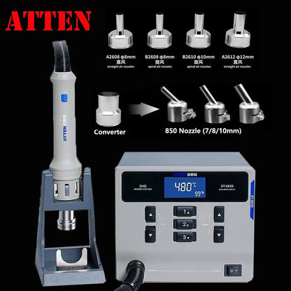 ATTEN ST-862D Hot Air Gun Soldering Station – 1000W Lead-Free Digital Display Rework Station for Phone & PCB Repair