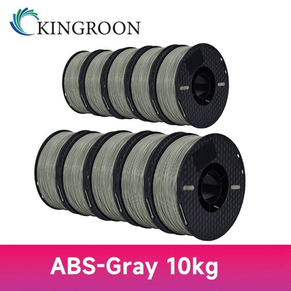 KINGROON 10KG PLA/ABS/PETG Filament 1.75mm – 10 Rolls Black, White, Gray for 3D Printing