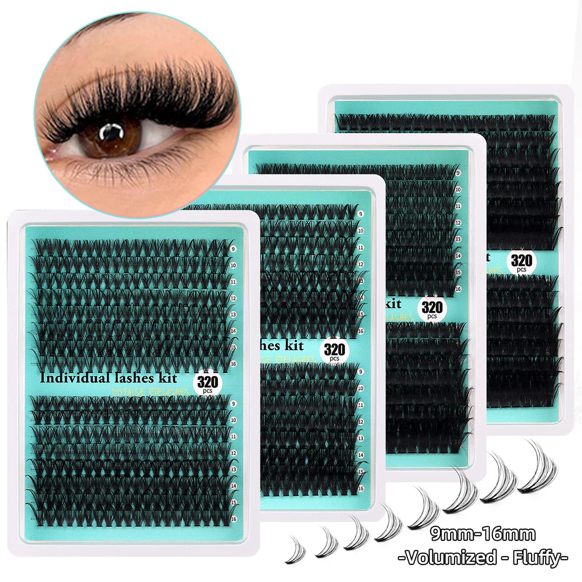Individual Cluster Lashes – 20-100D Natural Look DIY Eyelash Extensions, 280pcs Mixed Tray Volume Lashes