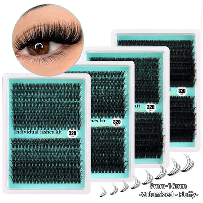 Individual Cluster Lashes – 20-100D Natural Look DIY Eyelash Extensions, 280pcs Mixed Tray Volume Lashes
