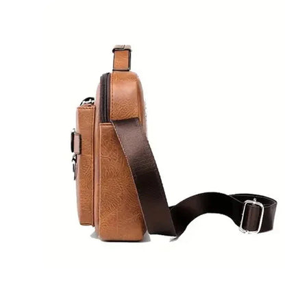 Men's PU Business Shoulder Bag - Multi Pocket Crossbody Messenger Bag for Travel, Work & Business Trips