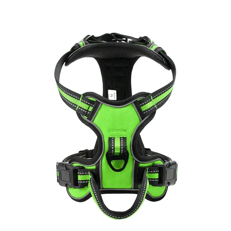 Adjustable No-Pull Reflective Dog Harness – Soft, Breathable Nylon Vest with Leash for Small & Large Dogs