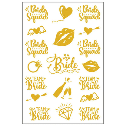 Waterproof Gold Foil Temporary Tattoo Stickers – Crown & Ring Bridal Party Body Art Decals