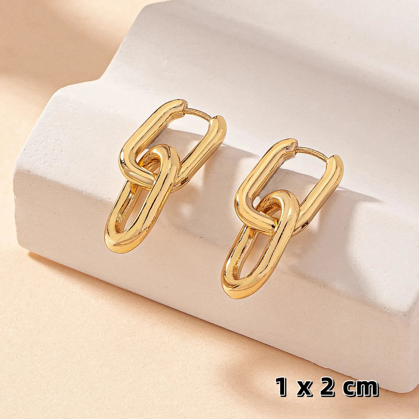 Stainless Steel Gold Geometric Square Hoop Earrings – Punk Hip-Hop Huggie Jewelry for Women Party Fashion