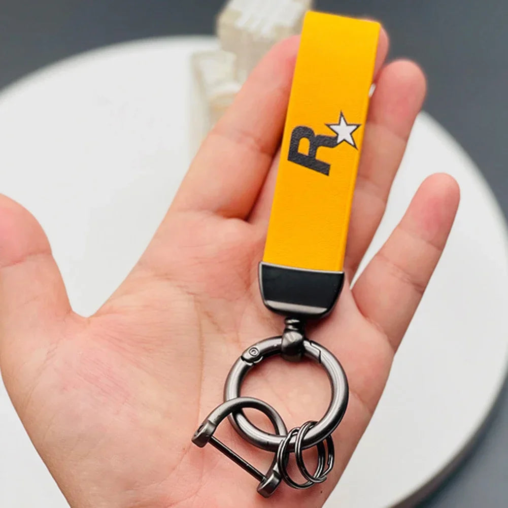 Durable Yellow Multi-Pendant Key Holder Strap – Nylon Webbing Game Keychain, Key Ring & Keyfob