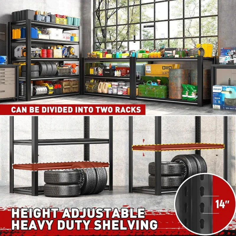 Heavy Duty Garage Shelving 3000LBS – Adjustable Industrial Metal Storage Shelves Unit