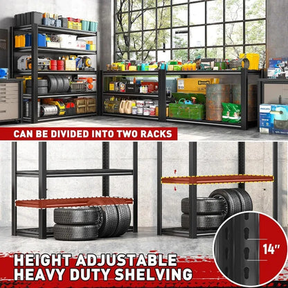 Heavy Duty Garage Shelving 3000LBS – Adjustable Industrial Metal Storage Shelves Unit