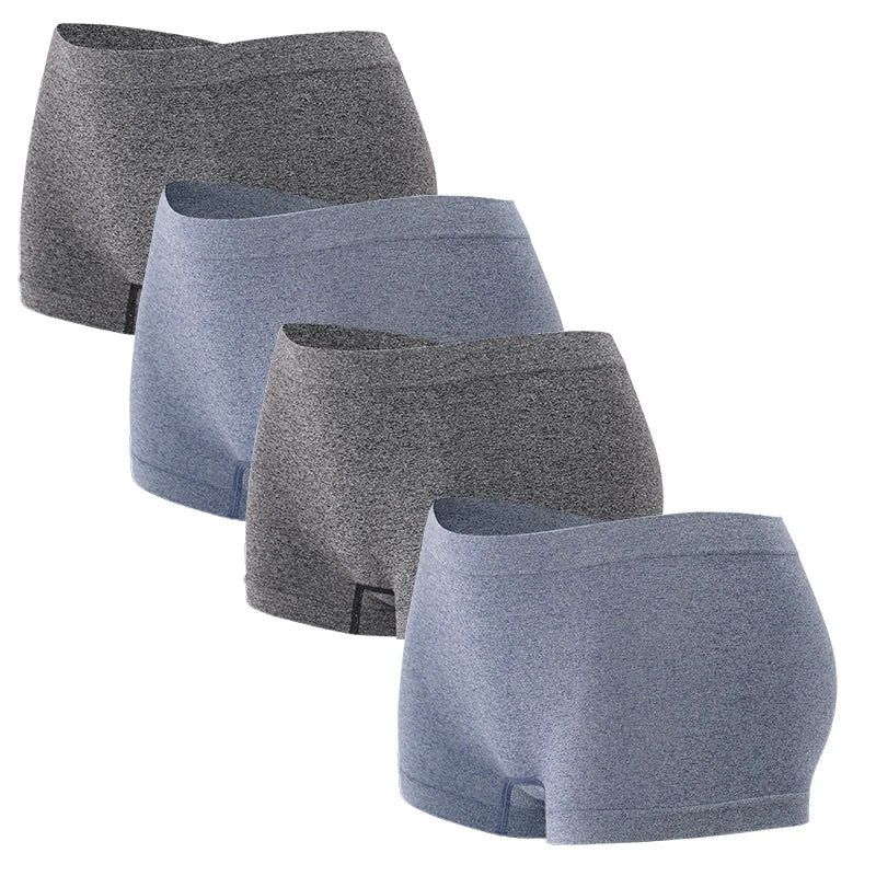 4pcs Women’s Boxer Underwear — Comfortable Solid Color Hipster Boyshort Panties for Sports & Everyday Wear